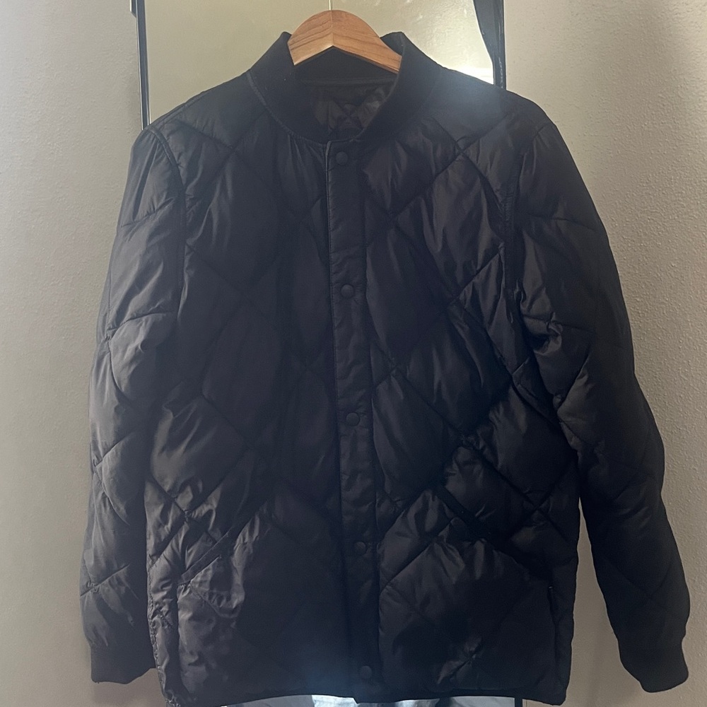 Calvin Klein Black reversible camo button down Puffer Jacket